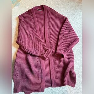 Free People Deep Red Open-Front Cardigan